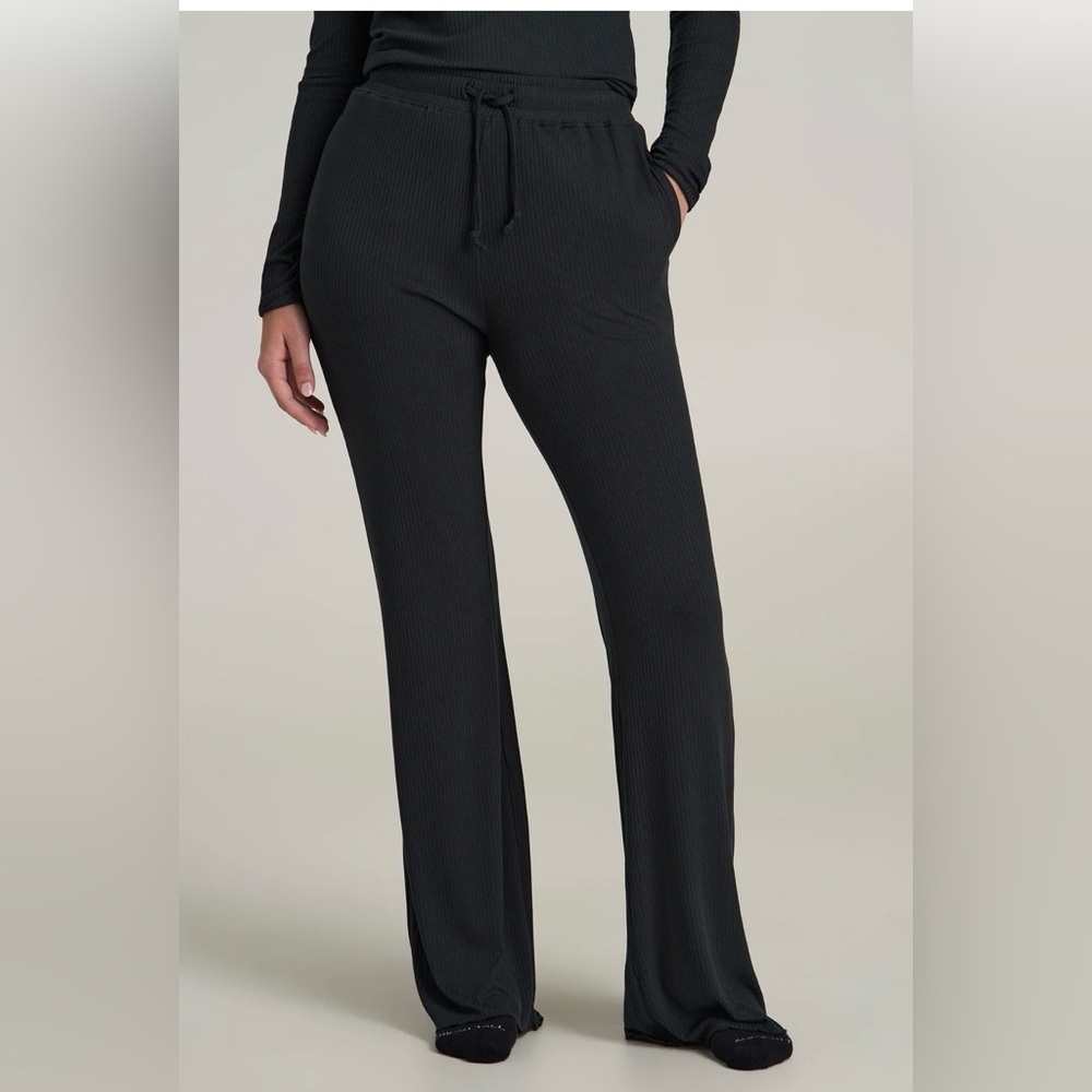 St Johns Bay Dark Green/Gray Wide Leg Pull On Active Pants, medium